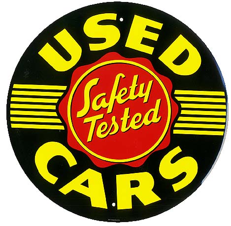 ＵＳＥＤ ＣＡＲ★アメリカの中古車屋さん★ポップなラウンド★アメリカンブリキ看板