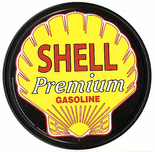SHELL★シェルプレミアム★人気のラウンドタイプ（円形）★ガソリン系★アメリカンブリキ看板